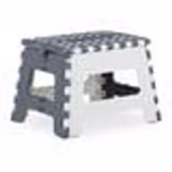Relaxdays Tabouret pliant escabeau à une marche avec poignée jusqu’à 120 kg plastique 225 x 32 x 25 cm gris/blanc