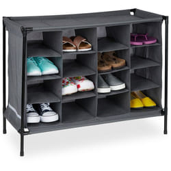 Relaxdays Meuble à chaussures pour le camping, 16 compartiments, montage facile, H x L x P : 65 x 84 x 36 cm, gris