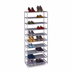 Relaxdays - 10031572111 - Etagere a chaussures systeme demboitement tissu 10 niveaux pour 30 paires 150x62x28cm gris