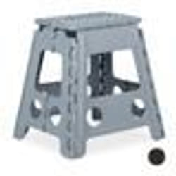 Relaxdays tabouret pliable XL transportable salle de bain camping 39x39x32 cm jusqu’à 150 kg plastique gris clair