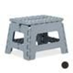 Relaxdays Tabouret pliant M portable escabeau de salle de bain 150 kg plastique 22 x 35 x 28 cm gris clair