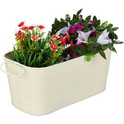 Relaxdays - Caisses de fleurs, jardin, balcon et intérieur à garnir de plantes, vintage,métal,HlP 16x38x19cm, crème