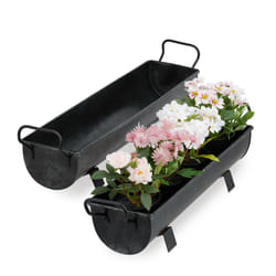 Relaxdays Balconnière gouttière pot de fleurs métal jardinière zinc jardin bac à fleurs déco set de 2, anthracite