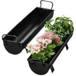 Relaxdays - Balconnière gouttière pot de fleurs métal jardinière zinc jardin bac à fleurs déco set de 2, noir