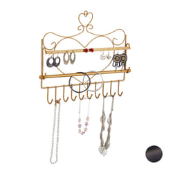 Relaxdays Porte-bijoux mural, pour colliers, boucles d’oreilles & bracelets, présentoir, 30 x 36,5 x 3,5 cm, doré
