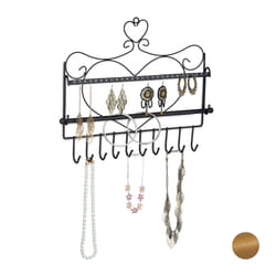 Relaxdays Porte-bijoux mural, pour colliers, boucles d’oreilles & bracelets, présentoir, 30 x 36,5 x 3,5 cm, noir