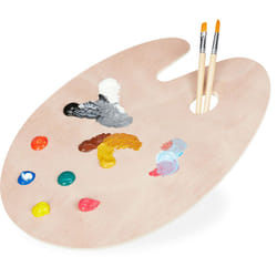 Relaxdays - Palette de peinture en bois,Palette de mélange avec trou, palette pour artistes, couleur naturelle