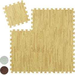 Relaxdays - Tapis protection sol 9, puzzle sport et appareils fitness,tissu eva, sans bpa, effet optique bois,nature