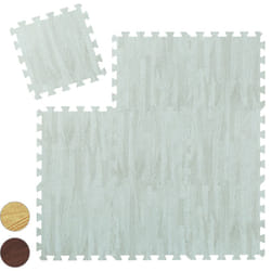 Relaxdays - Tapis protection sol 9, puzzle sport et appareils fitness,tissu eva, sans bpa, effet optique bois,blanc