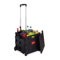 Relaxdays Chariot achats pliable, avec poignée télescopique et couvercle, chariot de transports, 35 kg, HlP 99x45x38 cm