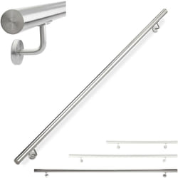 Relaxdays - Main courante, inox 304, rambarde escalier ronde, intérieur&extérieur, 200 cm, ø 42 mm, avec fixation, argenté