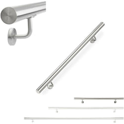 Relaxdays - Main courante, inox 304, rambarde escalier ronde, intérieur&extérieur, 100 cm, ø 42 mm, avec fixation, argenté