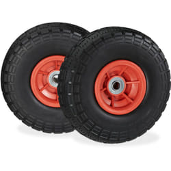 Relaxdays - Roue de diable Set de 2 en caoutchouc 260x85, roue en caoutchouc,16 mm, 4.1/3.5-4 essieu 150 kg,noir/ rouge