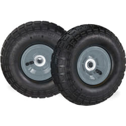 2 roues pour diable 4.1/3.5-4, de rechange avec air, axe de 16 mm, jusqu'à 136 kg, 260 x 85 mmnoir-gris - Relaxdays