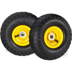 Relaxdays - 2 roues pour diable 4.1/3.5-4, de rechange avec air, axe de 16 mm, jusqu'à 136 kg, 260 x 85 mmnoir-jaune
