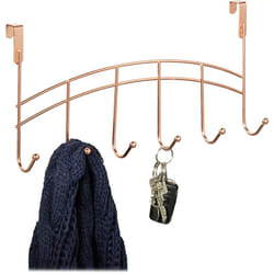 Relaxdays - Patères de porte, 6 crochets, accrocher, porte manteau de couloir, chambre, salle de bain, 20x40x9 cm, cuivré