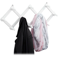 Relaxdays - Garde robe murale en bois Tringle de garde robe, 10 crochets, stable, vestiaire, choix de couleurs