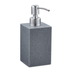 Porte-savon liquide, 300 ml, rechargeable, salle de bain, distributeur shampoing, pompe en inox, carré, gris - Relaxdays