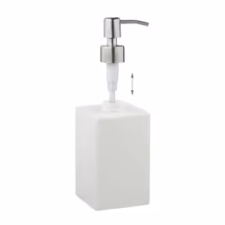 Porte-savon liquide, 300 ml, rechargeable, salle de bain, distributeur shampoing, pompe en inox, carré, blanc - Relaxdays