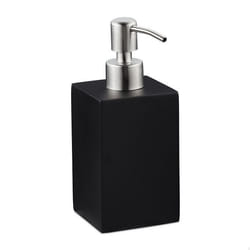 Porte-savon liquide, 300 ml, rechargeable, salle de bain, distributeur shampoing, pompe en inox, carré, noir - Relaxdays