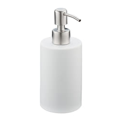 Relaxdays Porte-savon liquide, 180 ml, rechargeable, salle de bain, distributeur shampoing, pompe en inox, blanc
