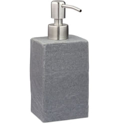 Relaxdays - Porte-savon liquide, 200 ml, rechargeable, salle de bain, distributeur shampoing, pompe en inox, gris
