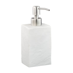 Porte-savon liquide, 200 ml, rechargeable, salle de bain, distributeur shampoing, pompe en inox, blanc - Relaxdays