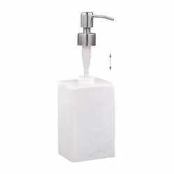 Porte-savon liquide, 200 ml, rechargeable, salle de bain, distributeur shampoing, pompe en inox, blanc - Relaxdays