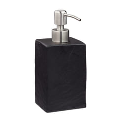Porte-savon liquide, 200 ml, rechargeable, salle de bain, distributeur shampoing, pompe en inox, noir - Relaxdays