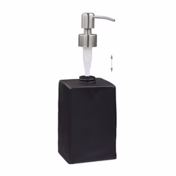 Porte-savon liquide, 200 ml, rechargeable, salle de bain, distributeur shampoing, pompe en inox, noir - Relaxdays