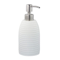 Relaxdays Porte-savon liquide, 300 ml, rechargeable, salle de bain, cuisine, distributeur shampoing, pompe inox, blanc