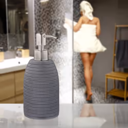 Relaxdays Porte-savon liquide, 300 ml, rechargeable, salle de bain, cuisine, distributeur shampoing, pompe inox, blanc