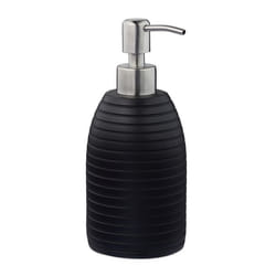 Porte-savon liquide, 300 ml, rechargeable, salle de bain, cuisine, distributeur shampoing, pompe en inox, noir - Relaxdays