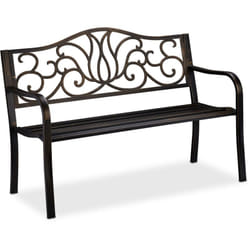 Relaxdays Banc jardin antique, 2 personnes, balcon, terrasse, métal, HLP : 90 x 127,5 x 63cm, acier, fonte, noir-bronze