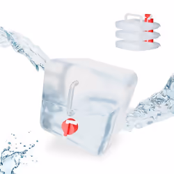 Relaxdays Lot de 4 bidons pliants robinet bouchon à vis poignée eau camping 10 litres transparent/rouge