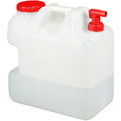Jerricane d'eau avec robinet, couvercle à visser, bidon à eau de camping, 25 l, Sans bpa, blanc-rouge - Relaxdays