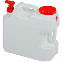 Jerricane d'eau avec robinet, couvercle à visser, bidon à eau de camping, 18 l, Sans bpa, blanc-rouge - Relaxdays