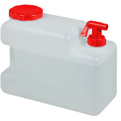 Jerricane d'eau avec robinet, couvercle à visser, bidon à eau de camping, 12 l, Sans bpa, blanc-rouge - Relaxdays