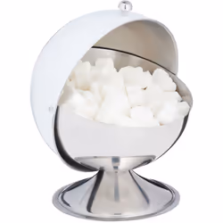 Au moment agréable du café servez des dés de sucre dans ce pot à sucre. Le couvercle roulant fixé sur le sucrier est rabattu ...