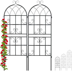 Relaxdays - treillis de jardin, métal, lot de 2, à planter, tuteur pour plantes grimpantes, 150 x 50 cm, noir