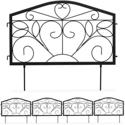 Relaxdays - bordure potager, clôture jardin 4 éléments, fer, antique, ornements, h x l : 33 x 225 cm, noir