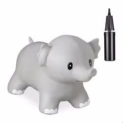 Relaxdays Animal sauteur éléphant avec pompe supporte jusqu’à 100 kg sans BPA jouet gonflable pour enfants gris
