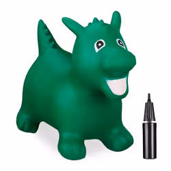 Relaxdays Animal sauteur dragon avec pompe à air supporte jusqu’à 80 kg sans BPA pour enfants vert