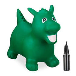 Relaxdays Animal sauteur dragon avec pompe à air supporte jusqu’à 80 kg sans BPA pour enfants vert