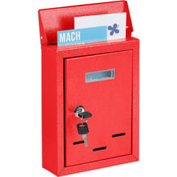 Relaxdays - Boîte aux lettres avec plaque nominale, métal, 2 clés, cartes postales, HxLxP: 26,5 x 19 x 6,5 cm, rouge