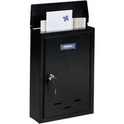 Relaxdays - Boîte aux lettres avec plaque nominale, métal, 2 clés, cartes postales, HxLxP : 35,5 x 24 x 9 cm, noir