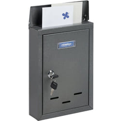 Relaxdays - Boîte aux lettres avec plaque nominale, métal, 2 clés, cartes postales, HxLxP: 30,5 x 21 x 7 cm, gris
