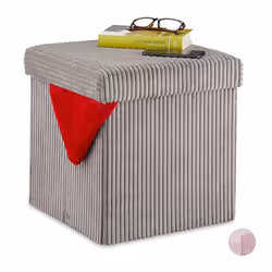 Relaxdays cube rangement pliable tabouret velours avec espace de rangement carré avec couvercle 38x38x38 cm gris