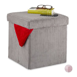 Relaxdays cube rangement pliable tabouret velours avec espace de rangement carré avec couvercle 38x38x38 cm gris