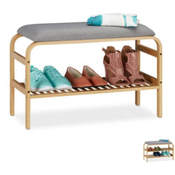 Relaxdays - Banc chaussures, surface rembourrée, entrée, garde robe, chambre à coucher, rangement HlP 46x69x30 cm, nature